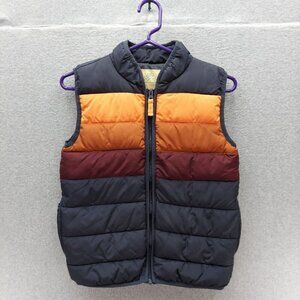 Thereabouts Kids M 10/12 Puffer Vest With Stripes In Blue/Orange